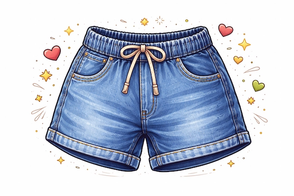 A pair of blue denim shorts with a simple casual design