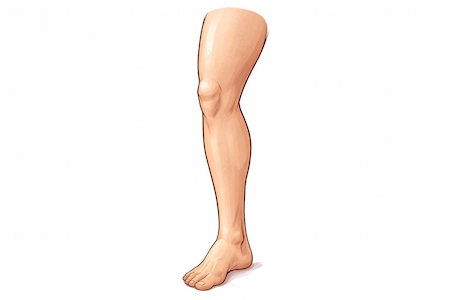A human leg shown from thigh to foot in a simple clear illustration on a white background