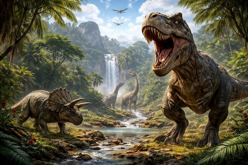 majestic-dinosaur-landscape-with-tyrannosaurus-rex